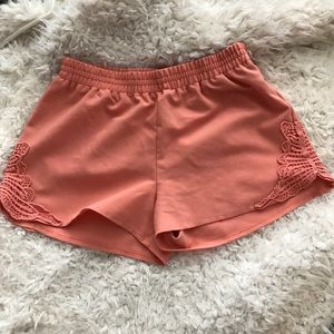 Peach lace detail shorts!